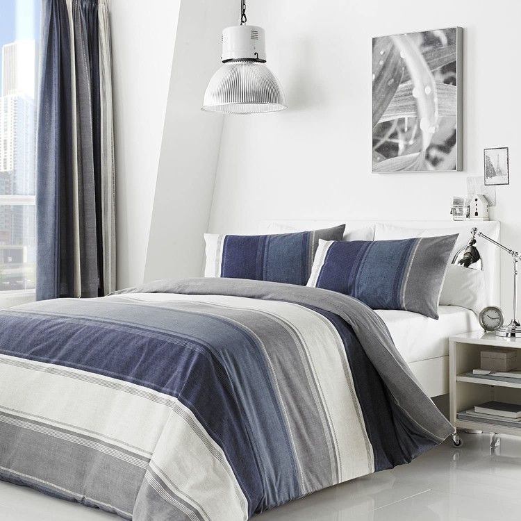 Betley Stripe Duvet Cover Set Blue King Bed