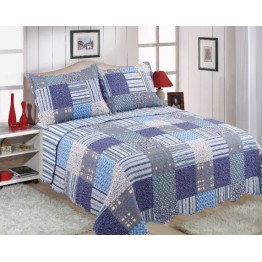 Check printed quilted bedspread