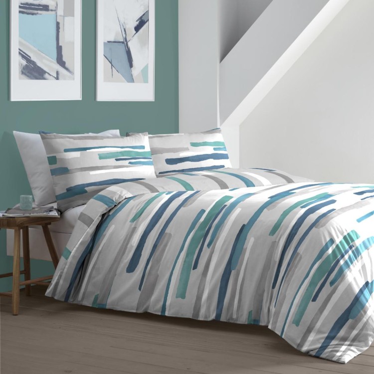 Clifton Teal Duvet Cover Set King Bed