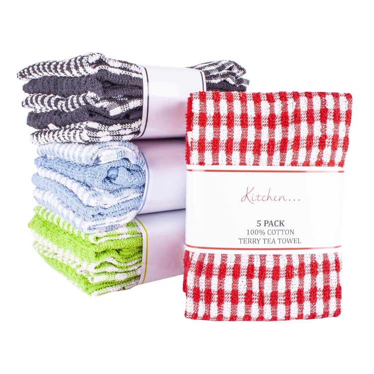 5 Pack Terry Tea Towel Range