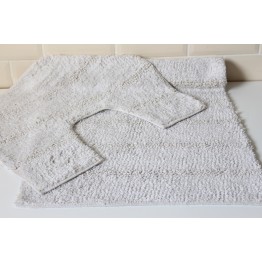 Tufted Cotton Cream 2 Piece Bath Mat & Pedestal Set 