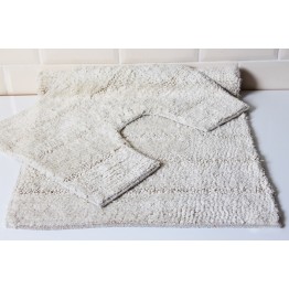 Tufted Cotton Chalk White 2 Piece Bath Mat & Pedestal Set 