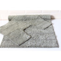 Tufted Cotton Silver Grey 2 Piece Bath Mat & Pedestal Set 