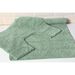 Tufted Cotton Sage Green 2 Piece Bath Mat & Pedestal Set 