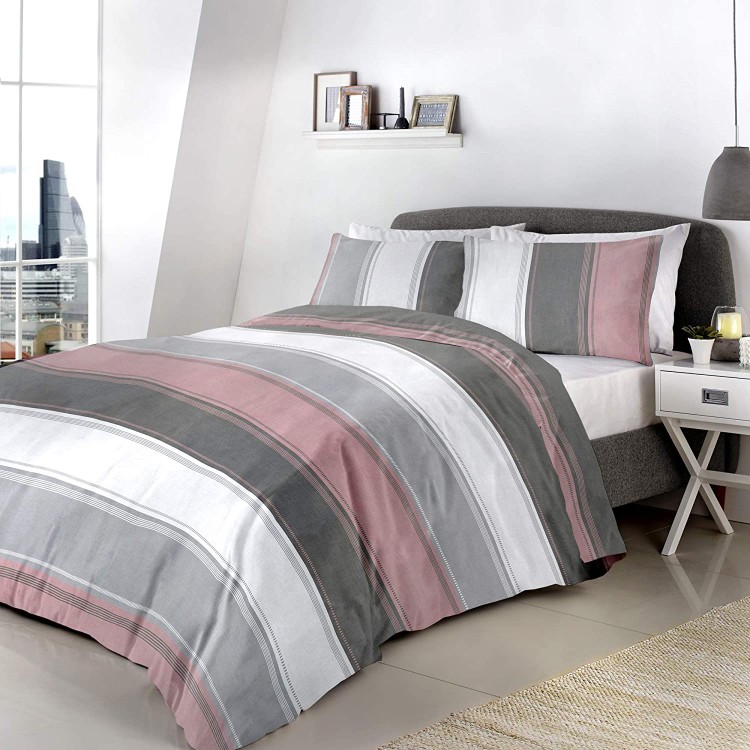 Betley Stripe Duvet Cover Set Pink Superking Bed