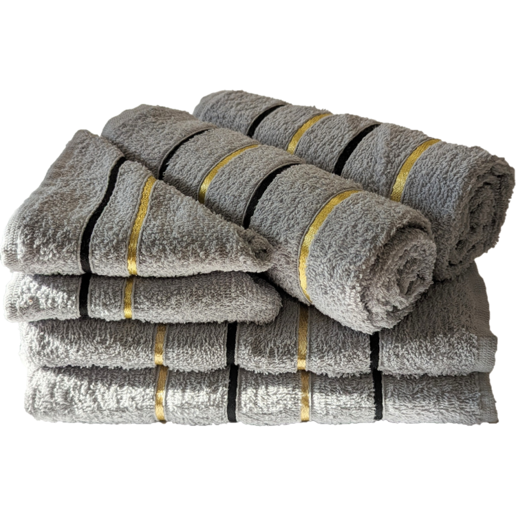 Stripe Towel Hand Silver Grey
