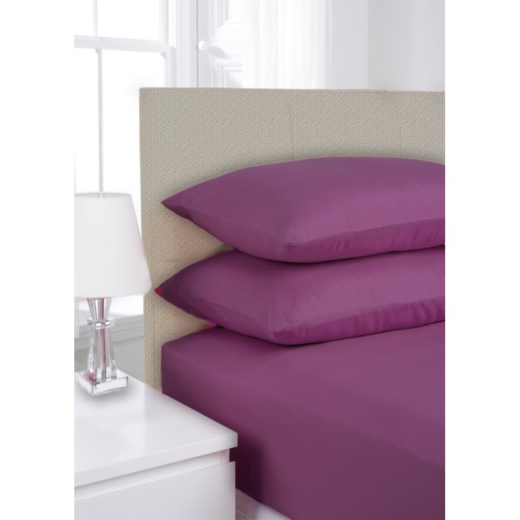 Restmor Percale Range Fitted Sheet King Size Aubergine