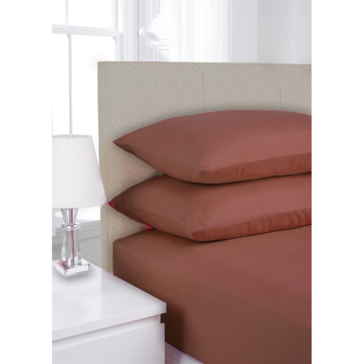 Restmor Percale Range V Shaped Pillowcase Chocolate