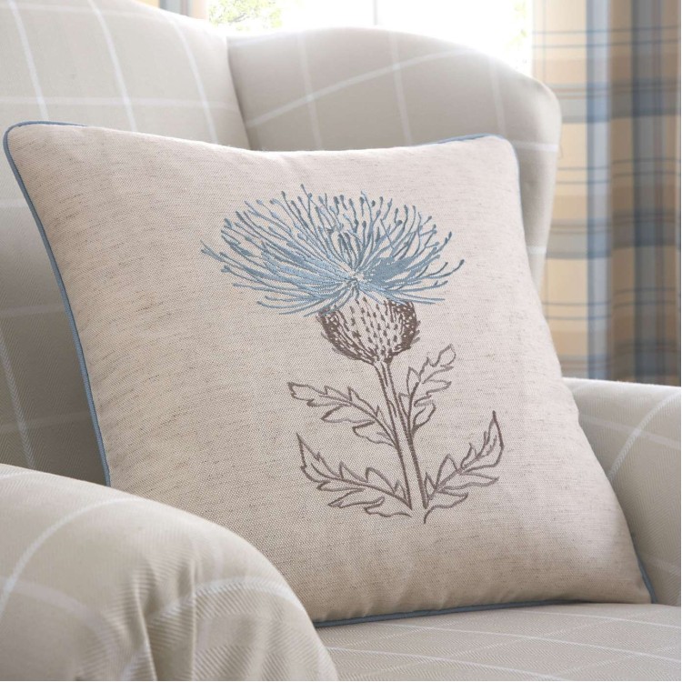 Thistle Cushion Cover 45x45cm Duck Egg Blue