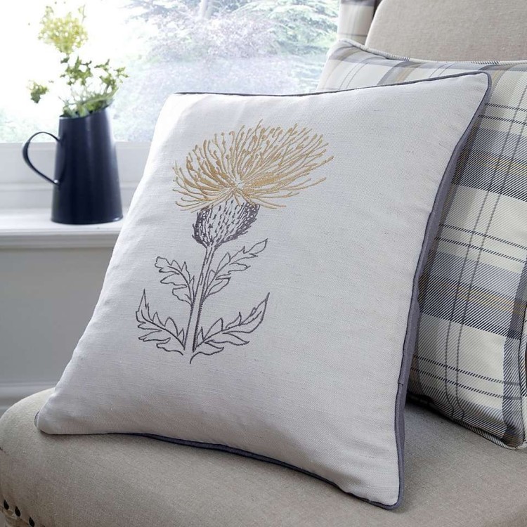 Thistle Cushion Cover 45x45cm Yellow Ochre