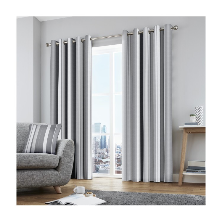 Whitworth Stripe Curtains Grey 66x54"
