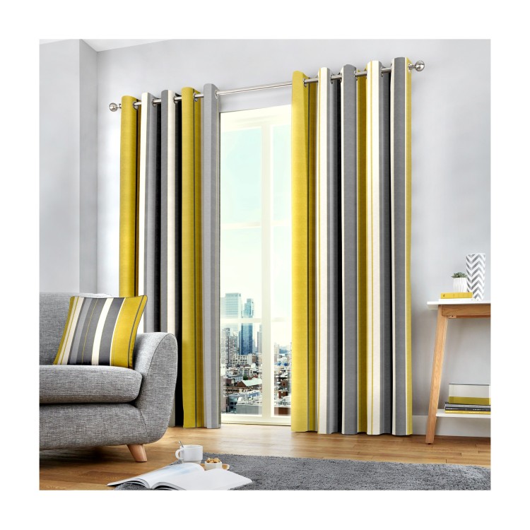 Whitworth Stripe Curtains Ochre 66x54"