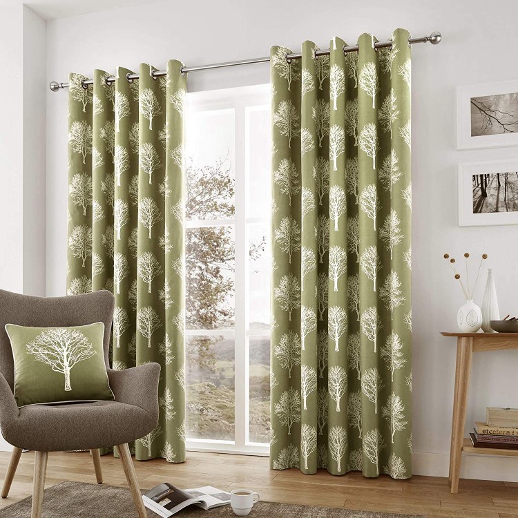 Woodland Tree Curtains Green 90x90"
