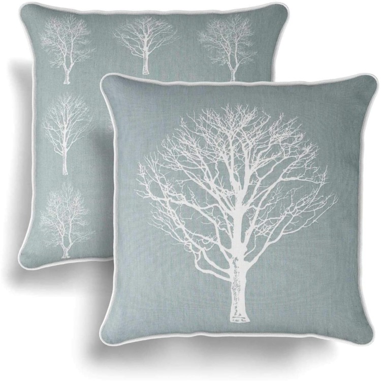 Woodland Tree Cushion Covers Duck Egg Blue
